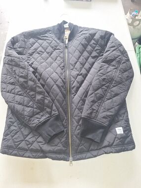 DQM Black Quilted Bomber Jacket with Front Zip New With Tags